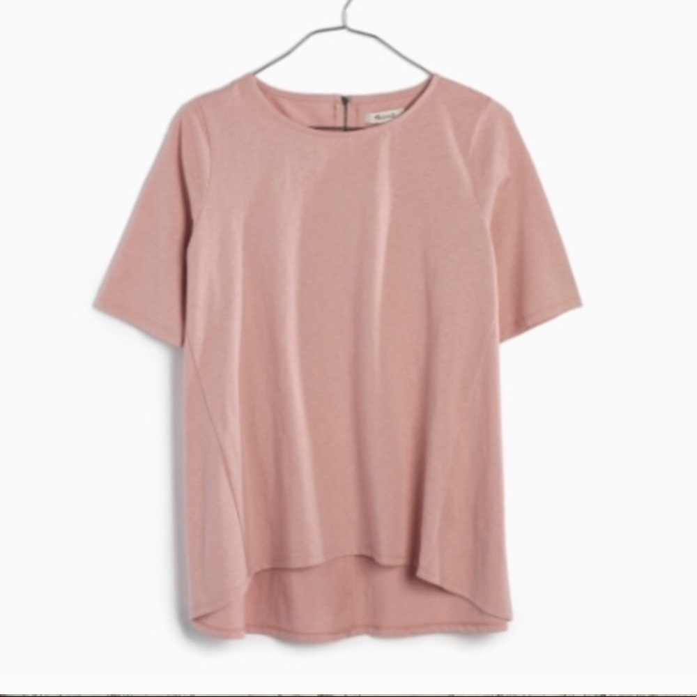 NWT Madewell Back zip swing tee blush pink